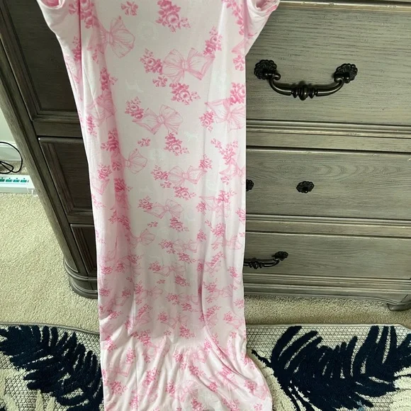 NEW LoveShackFancy Pink Floral Midi Dress Size M - Picture 7 of 7